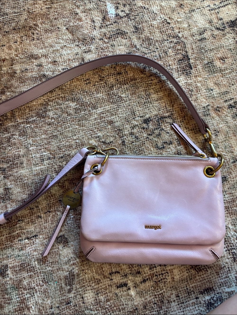 Margot Purple Leather Crossbody Bag with Gold Hardware